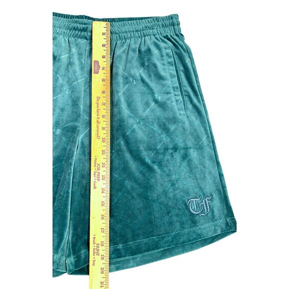 Teddy Fresh Green Checked Out Velour Drawstring Shorts Men's Medium - Picture 9 of 10